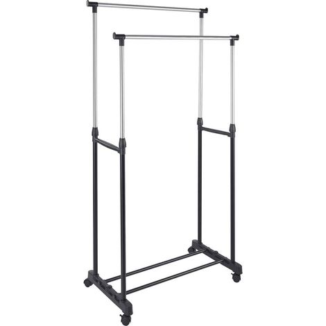 Stand Appendiabiti Doppio Allungabile Attaccapanni Telescopico 80x40x90-165cm (1/4)