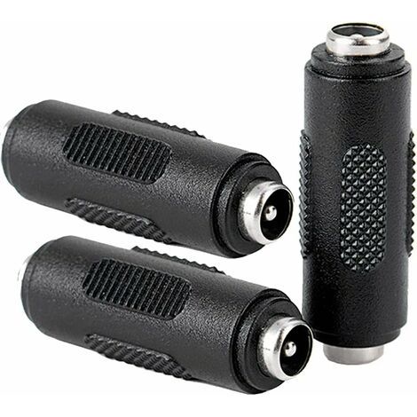 3 Pcs DC Connecteur d'alimentation Femelle à Femelle de 5.5x2.1mm, Adaptateur de coupleur Femelle à Femelle pour CCTV (1/5)