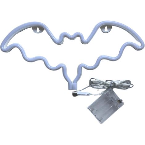 Décoration murale LED chauve-souris néon Halloween, USB/pile, bleu, ambiance bar fête, luminaire festif taille unique (1/4)