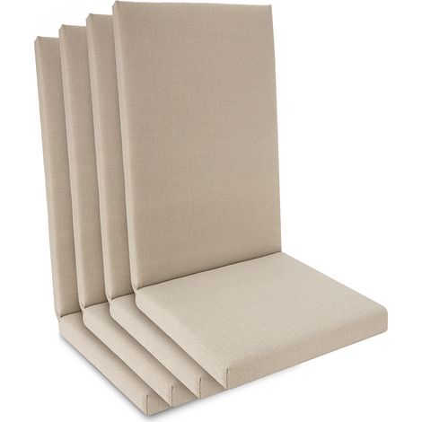 Lot de 4 coussins d'appui imperméables pour fauteuils à dossier haut, 100 x 50 x 5,5 cm, beige (1/5)