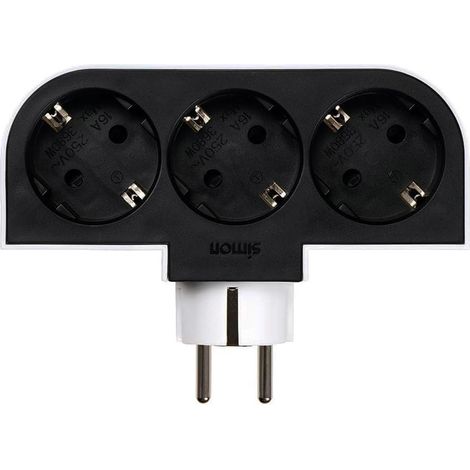 Adaptador giratorio schuko 3 tomas 16a 250 v