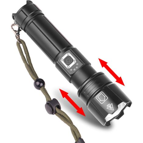 1500 Lumen LED-Taschenlampe, taktische Zoom-Taschenlampe für Camping, Wandern und Notfälle (1/4)