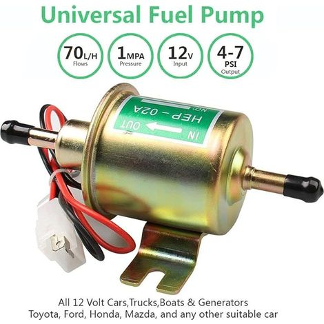 Universelle elektrische Kraftstoffpumpe, Niederdruck-Inline-Diesel-/Benzinpumpenmodul, Metallpumpe, Inline-Schraubbefestigungsdraht für Benzin und Diesel, HEP-02A (gold) (1/4)