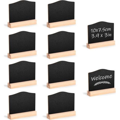 Mini Tableaux Noir Mini Panneaux d'Affichage avec Chevalets en Bois Petit Ardoise Craie pour Buffet Mariage Boulangerie Étiquette Alimentaire 10 Pièces (1/5)