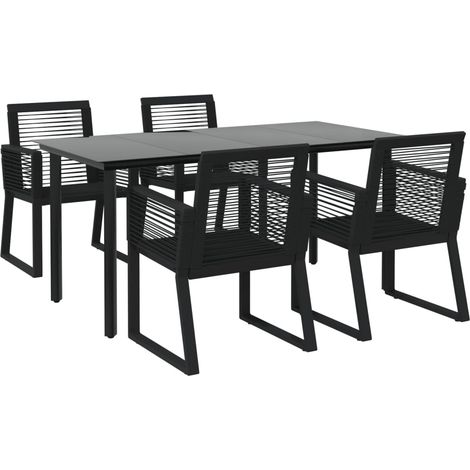 Mobili da pranzo mobili da giardino 5 pezzi in rattan nero PVC 020014779