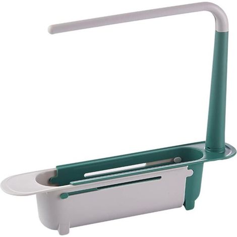 Porte Eponge evier Cuisine, Organiseur d'évier télescopique, Support de Rangement télescopique réglable pour la Maison et la Cuisine (1/4)