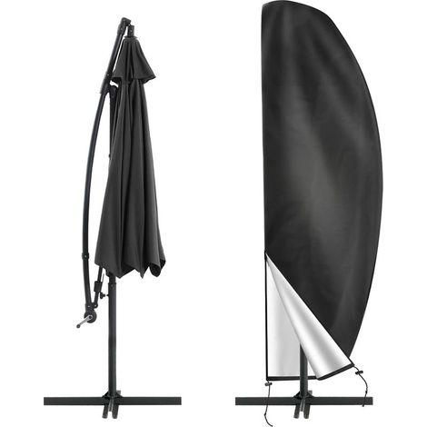 Cantilever Umbrella Cover for Ø 2-4m Parasol, 210D Oxford Protective Umbrella Cover with Storage Bag, Waterproof Anti-UV Umbrella Covers for Garden, Beach, Balcony, 26540/70/50cm - Black (1/5)