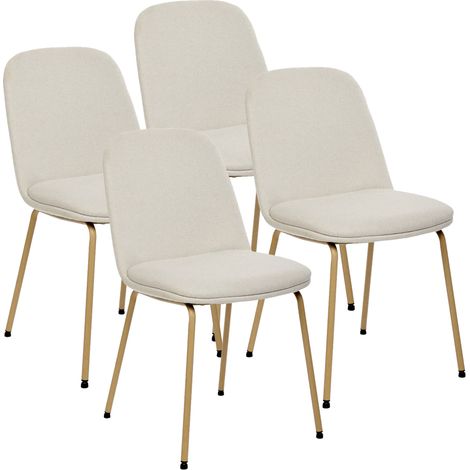 Lot de 4 chaises de salle à manger coloris ivoire - Longueur 46 x Profondeur 58 x Hauteur 82 cm