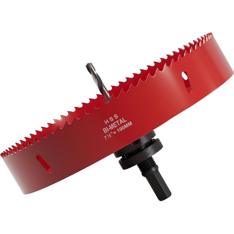 M42 trou scie - 190mm bi-métal trou Cutter, Hex Shank trou scie foret avec ressort, trou scie outils pour bois, contreplaqué, plastique, plâtre, diverses feuilles de métal minces (1/5)