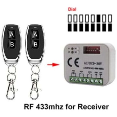 Green Mobility-Récepteur multifréquence 9-30V 10A 300-900 MHz avec interrupteur de fin de course à distance, interrupteur de commande à distance pour moteur CC avant et arrière pour porte roulante (2 (1/4)