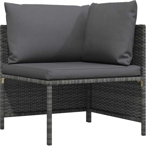 vidaXL Divano ad Angolo Modulare con Cuscini in Polyrattan Grigio
