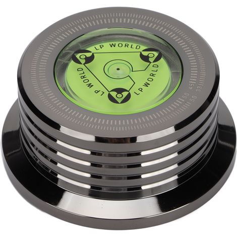 Disque de stabilisation pour tourne-disques, niveau à bulle intégré, serre-vinyles aluminium, 50Hz, noir brillant (1/5)