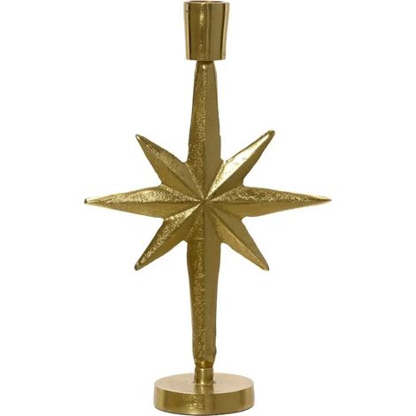Eleganter goldfarbener Aluminium-Candeliere mit Stern 16,5 × H26 cm (1/2)