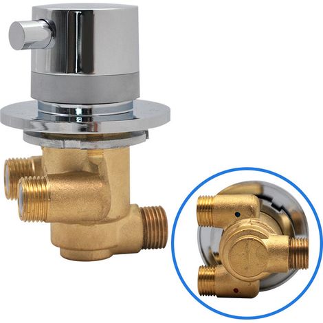 Mitigeur Thermostatique Mitigeur de Douche en Laiton Mitigeur Robinets de Vanne Sortie à 1 voie Mélange d'eau Froide et Chaude fixé au mur (1/5)