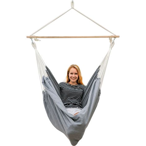 Hamac XXL suspendu 185x130 cm – Tissu 100% coton respirant – Charge max 150 kg – Accrochage sécurisé avec crochets métalliques (1/5)