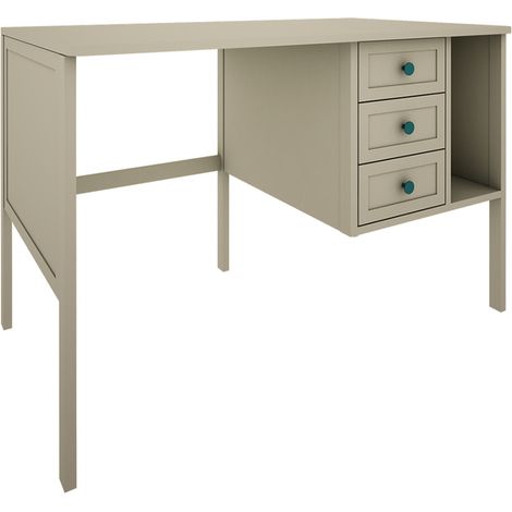 Wood Luck Gabriel, scrivania a 3 cassetti - Verde eucalipto