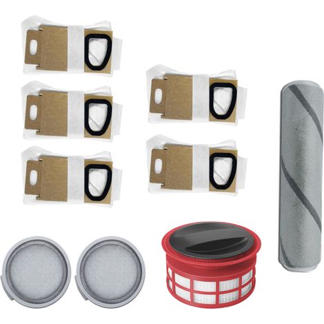 Trade-Shop Staubsauger Zubehör-Set 4-teilig HEPA-Filter Luftfilter Staubbeutel Bürste kompatibel mit Xiaomi Roborock H6 Stielstaubsauger