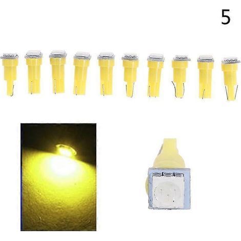 Lot de 50 ampoules LED T5 5050 pour compteur 12V DC (éclairage de compteur automobile).