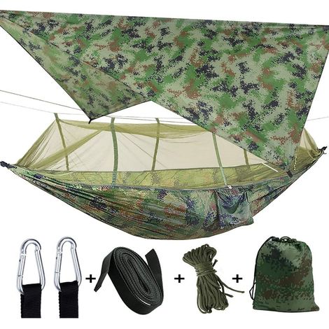 Hängematte mit Moskitonetz, ultraleichte, wasserdichte und tragbare Nylon-Hängemattenplane, Picknickzelt, Hängematte mit Baumgurten für Outdoor-Aktivitäten/Wandern/Reisen