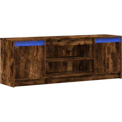Mobile TV multimediale scaffale per televisione televisione buffet sala da pranzo soggiorno camera da letto con LED rovere affumicato 139,5 x 34 x 50 cm derivati del legno marrone 020026474