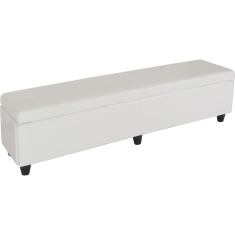 Panca contenitore elegante Kriens xxl pelle e ecopelle 180x45x45cm bianco