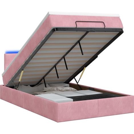 Maison Exclusive - Lit coffre avec matelas et LED Rose 120 x 190 cm Velours (1/5)