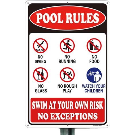 Schild Sicherheitshinweis Deko Tafel Poolzubehör für (1/5)