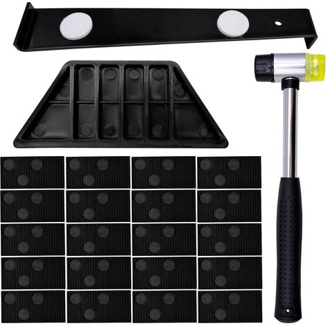 23 Pièces Kit Pose Parquet Stratifié, Outil Installation Sol Flottant avec 20 Cales, Barre de Traction, Marteau Double Tête et Cale de Frappe, Compatible Parquet Flottant (1/5)