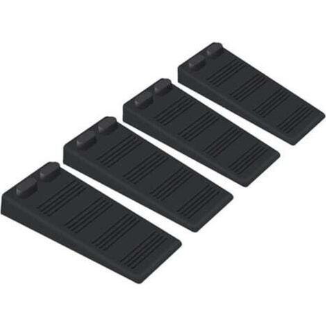 (Schwarz) 4-teiliger Türstopper aus weichem Gummi, höhenverstellbar, rutschfest, ungiftig, geruchlos, schützt Böden und Wände, für Teppich-, Beton- und Parkettböden