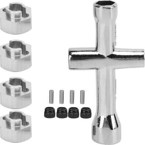 Clé En Croix Alliage D'aluminium 7mm - Outil Maintenance Voiture Rc 1/24 Scx24 - Kit Argenté (1/5)