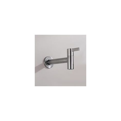 robinet mural eau froide exterieur en acier inoxydable 13.5CM, G 1/2" robinet pour salle de bain, balcon, jardin, buanderie Brossé (1/5)