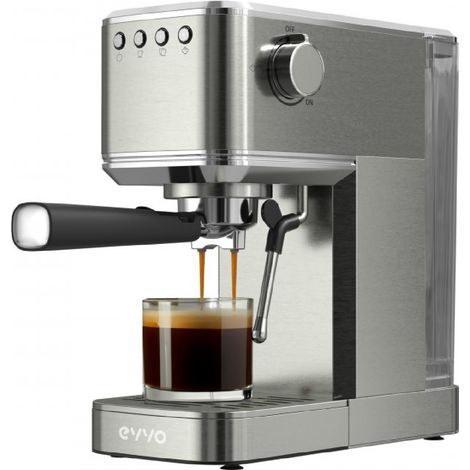EVVO Cafetera Express Intensa, Presión de 20 bares, Cuerpo de Acero, Espressos y Capuccinos, 1350W, Doble salida, Portafiltros, (1/5)