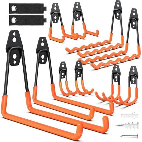 Ganci da garage in acciaio resistente - Rivestimento antiscivolo per attrezzi, scale, biciclette (1/4)