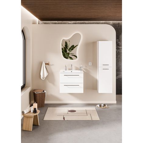 Meuble NEPTUNE Blanc 60 cm - Miroir Organic (1/5)