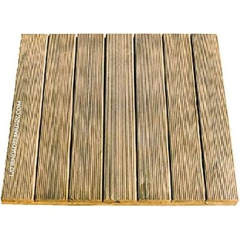 Suinga – Carreau en bois de pin traité autoclave 50x50 cm – Résistant à l'humidité – Pour patios, terrasses et douches de piscine