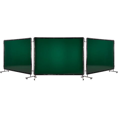 Écran de soudage 3 panneaux protection UV vinyle ignifuge 1,74 x 2,34 m rideau de soudure mobile à 12 roues pour atelier (1/5)
