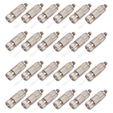 Packung mit 50 Messing-Sprühdüsen, Hochdruck-Sprühdüsenköpfe, Sprühdüsenteile für Außenkühlsysteme und Gewächshäuser, 2-teilig, 0,4 mm Düsendurchmesser, 3-teilig, 0,1 mm Düsendurchmesser (1/5)