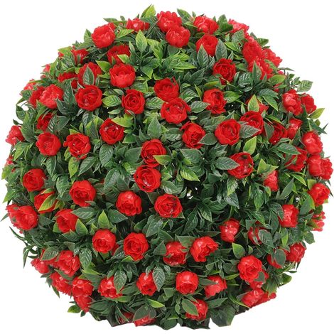 Boule Topiaire Suspendue - Plante Artificielle Fleurie - Diamètre 20 cm - Pour Décoration Intérieure Extérieure - Mariage Fête Balcon - 1 Pièce (1/5)