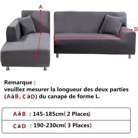 Housse Canapé d'angle 3 Places+2 Places Extensible Couverture de Canapé en Forme de L pour Canapé de Angle (1/4)