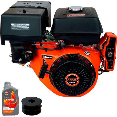 Moteur essence 4 Temps 16 CV Démarrage électrique + huile + Poulie Moteur 25 mm E