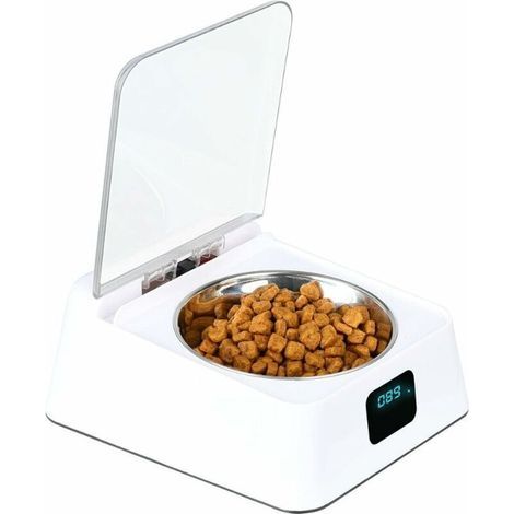330ml Infrared Sensor Pet Bowl, Stainless Steel, Automatic Open/Close Lid, with USB Charging Cable, 3-5 Minute Rest Time, Suitable for Cats and Dogs (1/5)