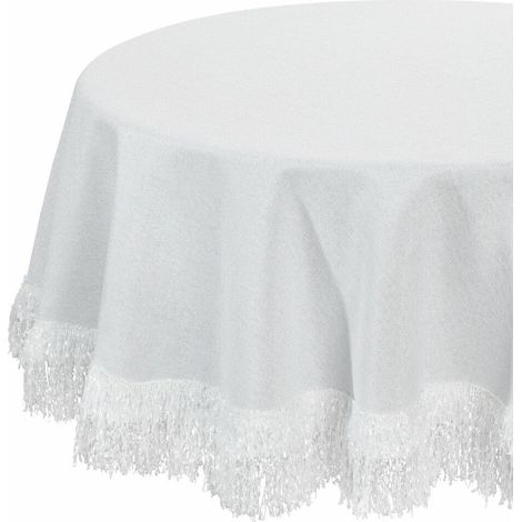 Elegante runde Tischdecke aus Jaspis, 150 cm, weiß (1/5)