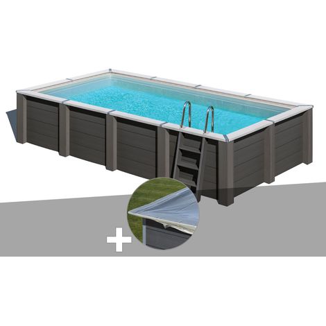 Kit piscine composite Gré Avant-Garde carrée 5,95 x 3,15 x 1,26 m + Bâche hiver