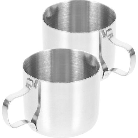 Pichet à lait en acier inoxydable pour le stockage, 2 pièces, tasse à mousser le café argentée (1/4)