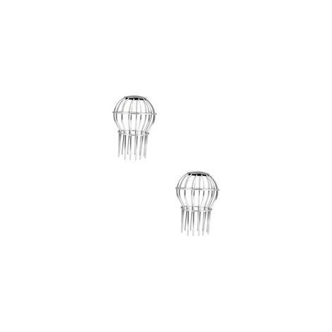 Lot de 2 grilles de gouttière en inox, filtre pour tuyau de descente, anti obstruction, extension en acier (1/5)