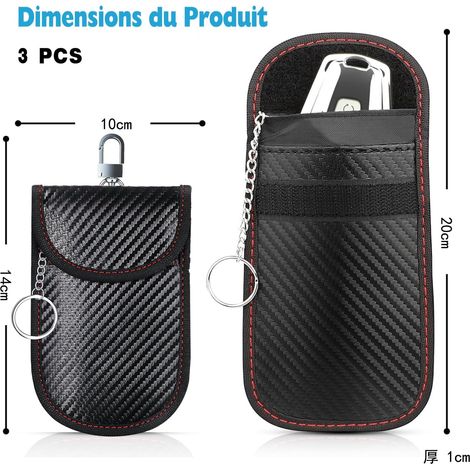 3 confezioni di custodia anti RFID per chiavi auto, custodia portatile Faraday con blocco del segnale, protezione antifurto per telecomando del veicolo (nero) (1/4)