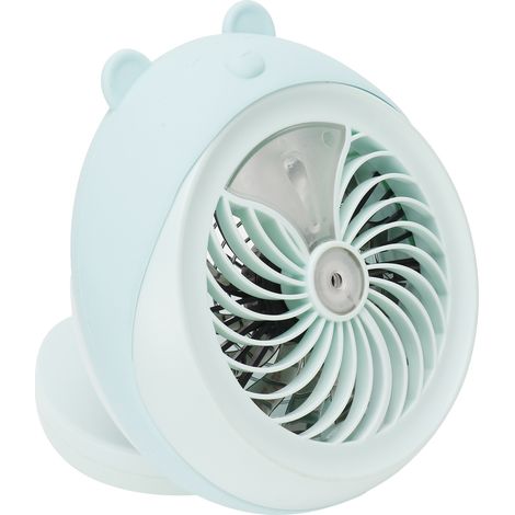 Niedlicher, tragbarer Mini-Tischventilator mit erfrischendem Sprühnebel, blaues Bärenmotiv für Zuhause und Büro (1/5)