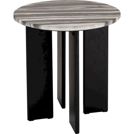 Table d'appoint ronde en pierre noire - noir et gris (1/5)