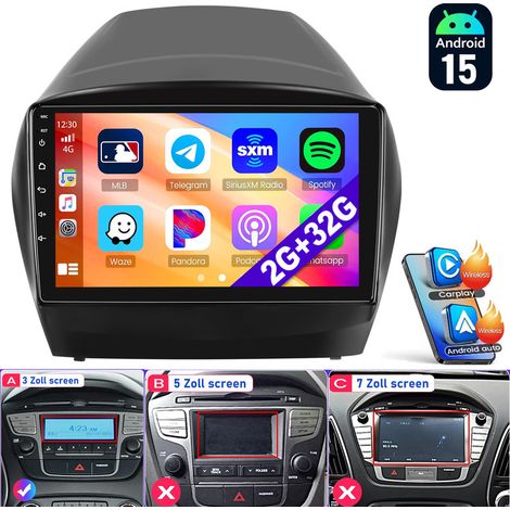 Autoradio GPS Android CarPlay pour Hyundai IX35 (2010-2015) RDS SWC BT - 2+32G