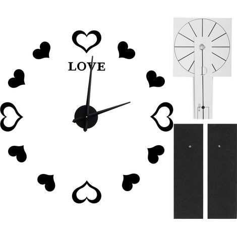 Autocollant de Surface de miroir acrylique d'horloge murale de bricolage innovant pour la décoration de la maison noir